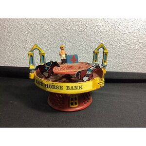 Vintage "Race Horse"  Cast Iron Mechanical Bank~ Spin Function Needs Repair